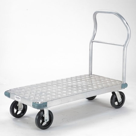 Global Industrial Platform Truck - Aluminum Diamond Deck, 48 x 30, 2400 Lb. Capacity, 8 Rubber Casters 232620
